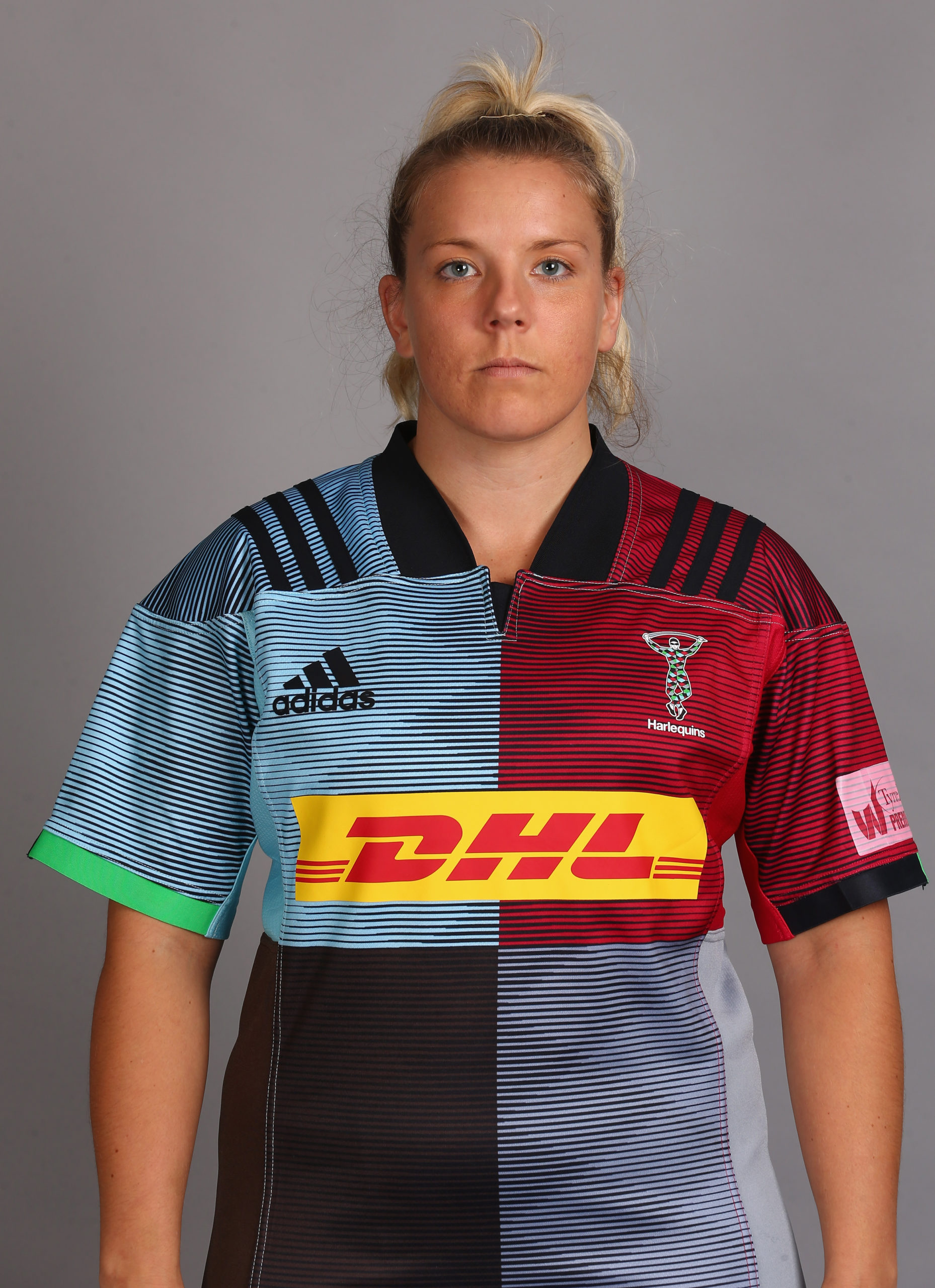 GUILDFORD, ENGLAND - SEPTEMBER 11: Vickii Cornborough of Harlequins Ladies poses for a portrait during the Harlequins Ladies Squad Photo call for the 2018-19 Tyrrells Premier 15s season at Surrey Sports Park on September 11, 2018 in Guildford, England. (Photo by Steve Bardens/Getty Images for Harlequins)  *** Local Caption *** Vickii Cornborough